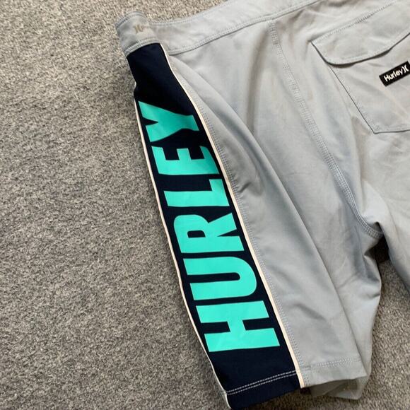 Hurley Board Shorts Mens 32 Dresden Blue Navy Drawstring Beach Swim Surf - Picture 9 of 11